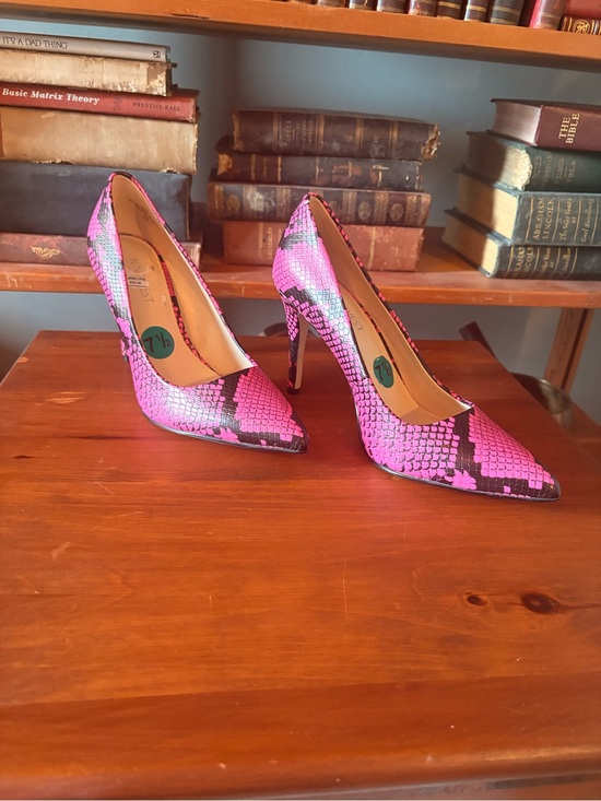 Nine West Shoes - Nine West Tatiana Pump Pink Snake-Print Pointed Toe High Heels